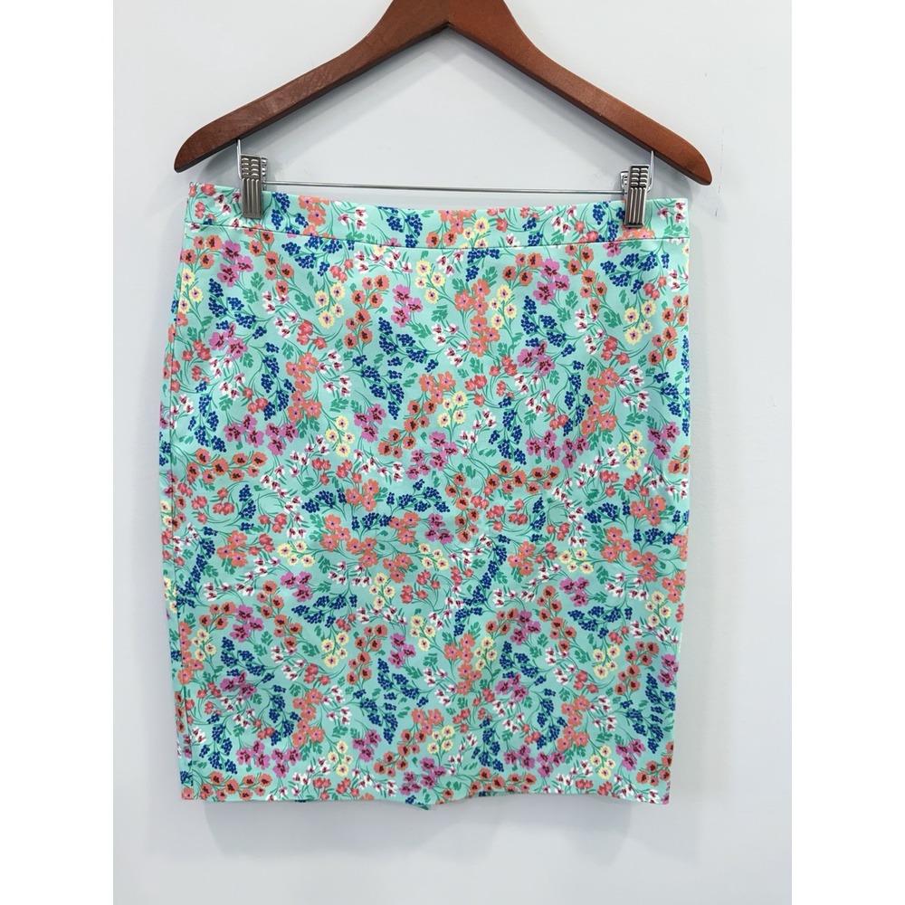 J.Crew Re-Imagined Floral Pencil Skirt Cotton Stretch 12 Garden Party Whimsical
